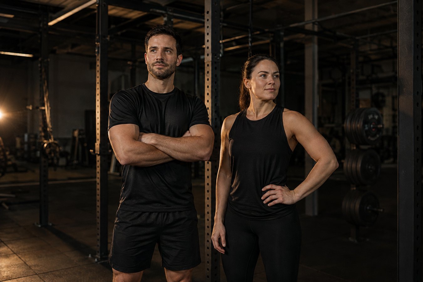 Dois instrutores da Fórmula Fitness no salão de treino