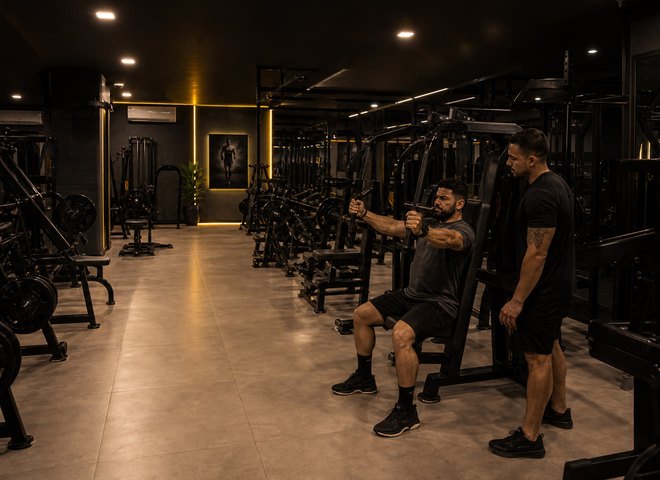 Alunos treinando na sala de musculação